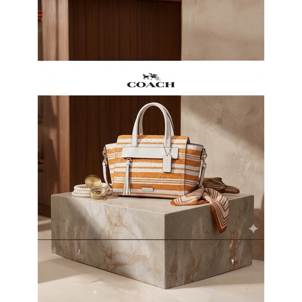Coach Bleecker Embossed Woven Leather Riley Carryall